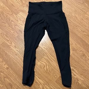 Lululemon 3/4 High Rise Black Leggings with Mesh sides